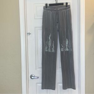 JK Attire Chaos Reckless Sweatpants Size Small Gray Sparkle